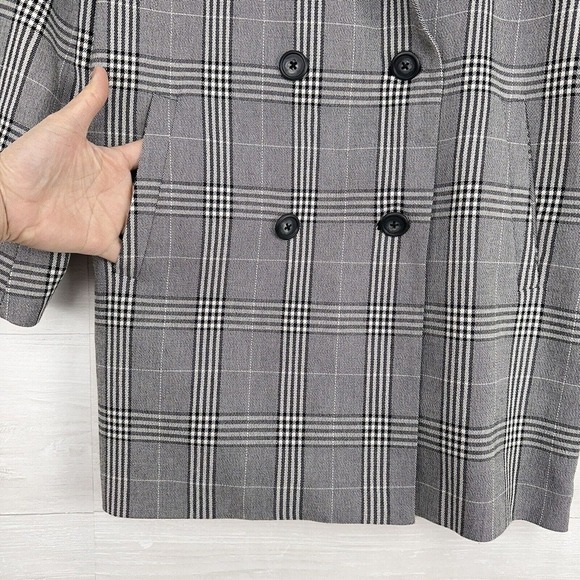 Madewell Caldwell Double-Breasted Blazer in Menswear Plaid Women Size XS Gray - Picture 6 of 16